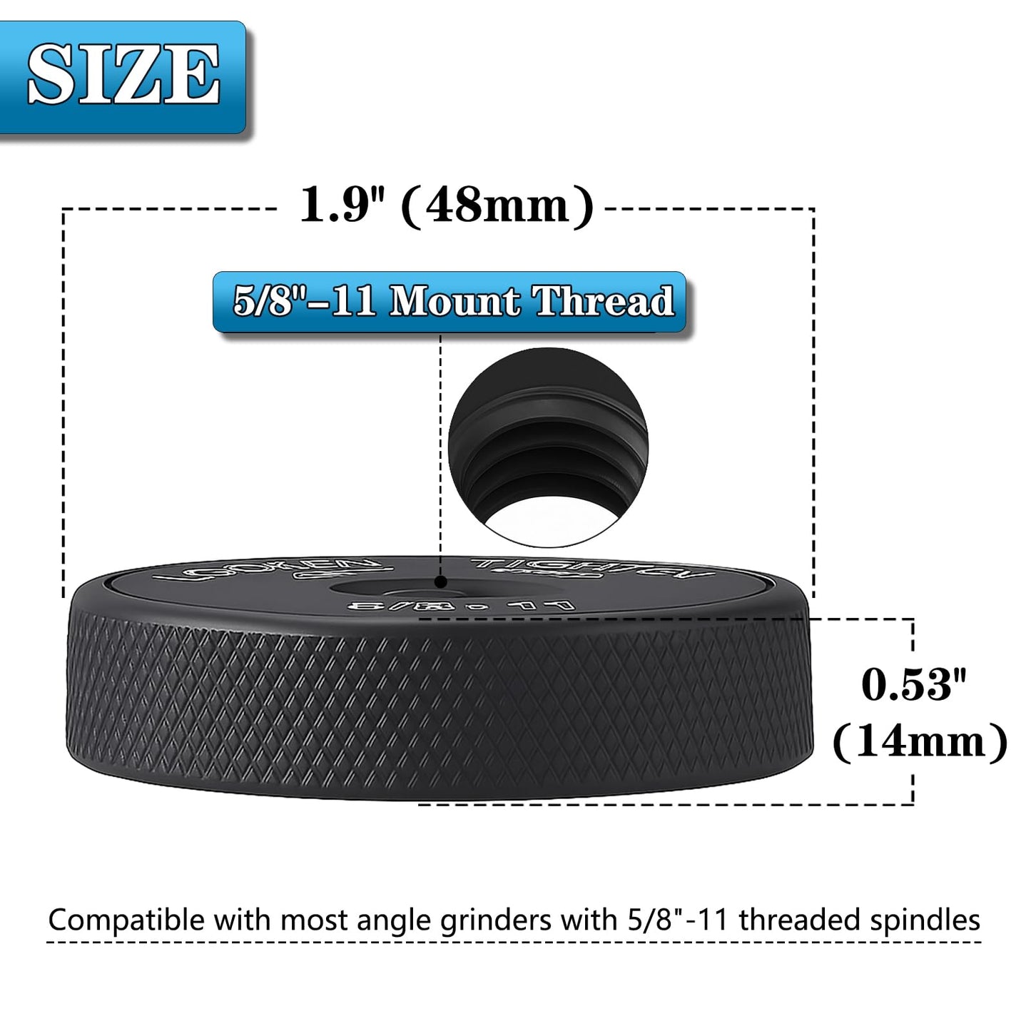 Saipe 5/8''-11 Thread Angle Grinder Flange Nut, Metal Grinder Lock Nut Quick Release Locking Nut for Angle Grinder with 5/8-11 Threaded Spindle (Black)