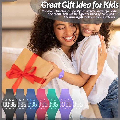 Konewos Kids Led Fitness Tracker Watch for Boys Girls, No App, Digital Sport Wristwatch, Waterproof, with Pedometer Alarm Clock, for Teens Children Students Ages 5-16 (Black)