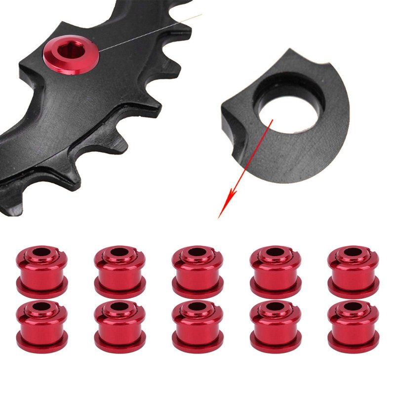 Pwshymi 10PCS Chainring Bolts CNC Crankset Chain Ring Single Speed Chainring Bolts Red Chainring Bolts Bicicletas y piezas de repuesto