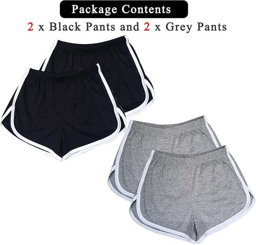 Cameway Women's Cotton Yoga Shorts - 4 Pack Summer Athletic Cycling & Hiking Gear