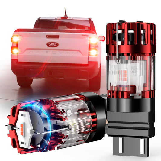 ZONBEAM 4257 WT21/7W Red LED Brake Tail Light Bulbs for Ford Maverick 2022-2025 - CANBUS Error Free (Plug-and-Play),No Hyper Flash - Powerful & Super Bright with Cooling Fan Design