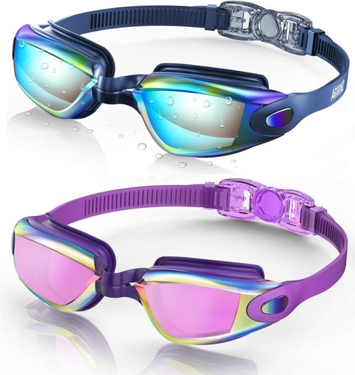 Aegend Swim Goggles - No Leak Design for Adults & Youth | 2-Pack Swimming Goggles