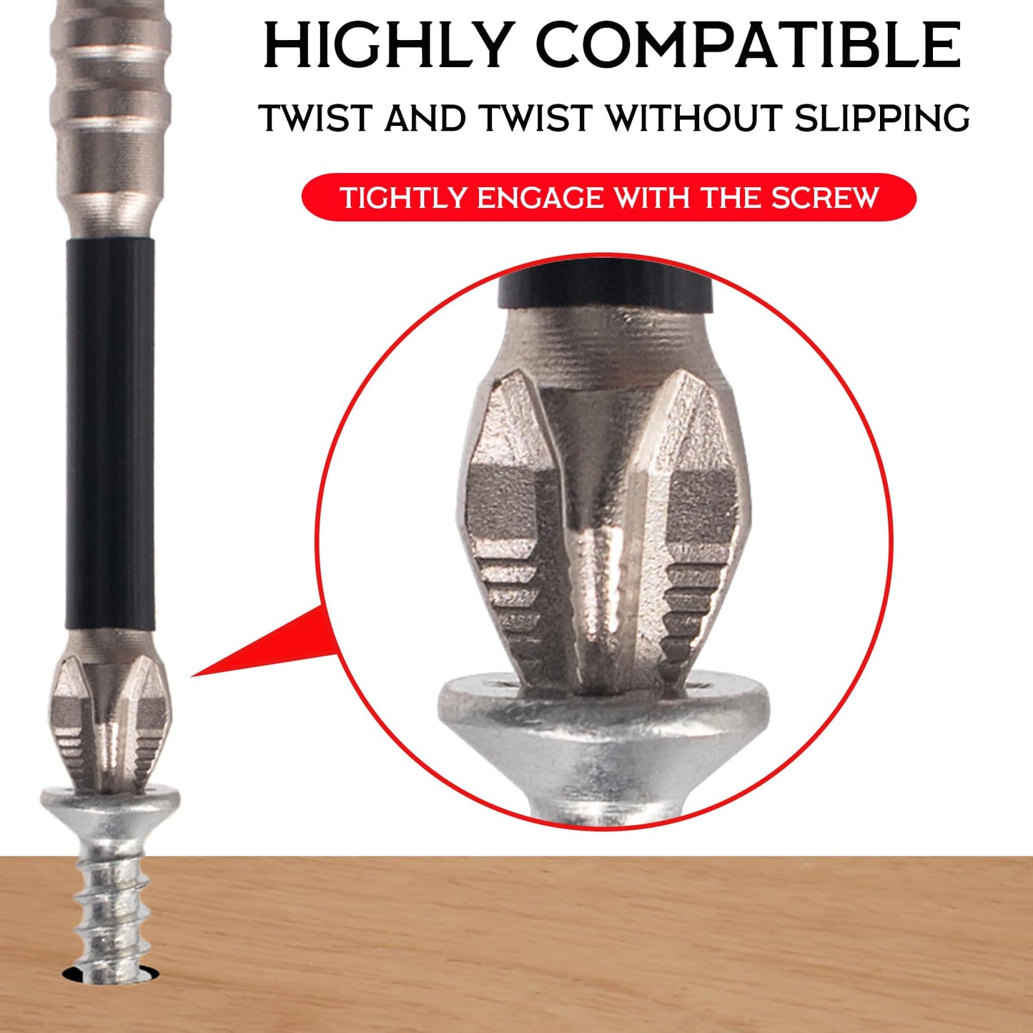 High Magnetic Drill Bit Set: K5 Impact Resistant Anti-Slip Bits, Non-Slip Alloy Steel for Impact Drivers, DIY/Pro Use 6pcs (25-150mm)