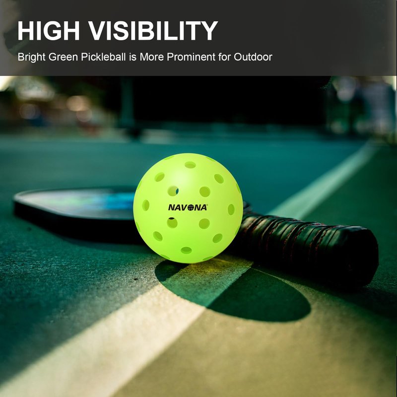 Navona 24 Pack Premium 40-Holes Outdoor Pickleball Balls, Seamless Roto-Molded Design & Durable, Meet USAPA Official Requirement, Durable Pickleballs, High Bounce True Flight, Pickleball Balls Outdoor