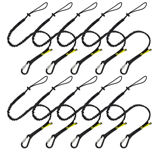 BearTOOLS Tool Lanyard with Single Carabiner and Adjustable Loop End, Standard Length, Maximum Weight Limit 8KG / 17.6lb, Aluminum Screw Lock Carabiner with Shock Cord Stopper, 0929S (10 Pack)