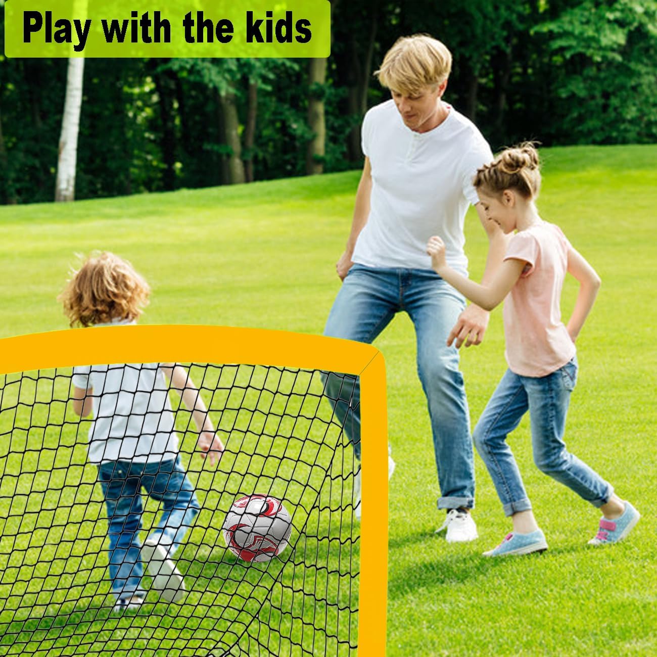 Pop Up Soccer Goals by [Brand Name] - Durable 4'x3' Kids Soccer Net Set with Ball, Pump & Carry Bag