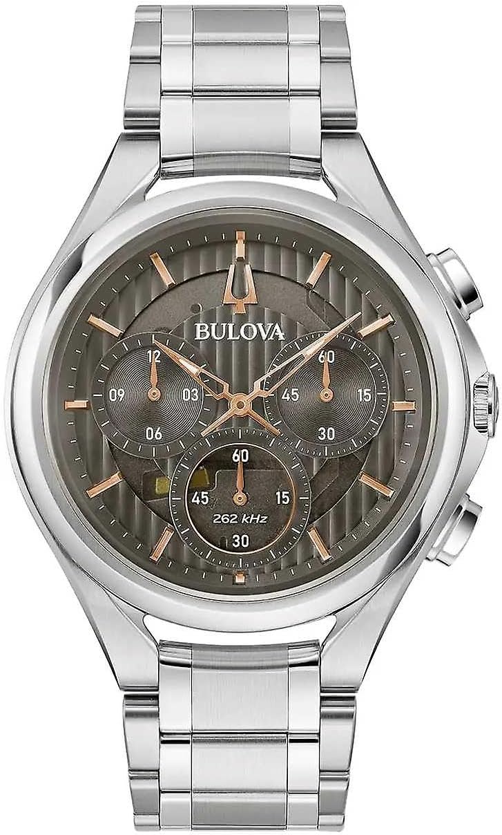 Bulova Curv Stainless Steel Watch - Grey Dial | 44mm | Sleek Design & Precision Timekeeping