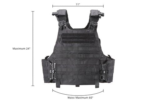 Lancer Tactical Quick Release Lightweight Airsoft Tactical Vest, 1000D Nylon MOLLE w Padded Adjustable Shoulder Straps(Large, Black)