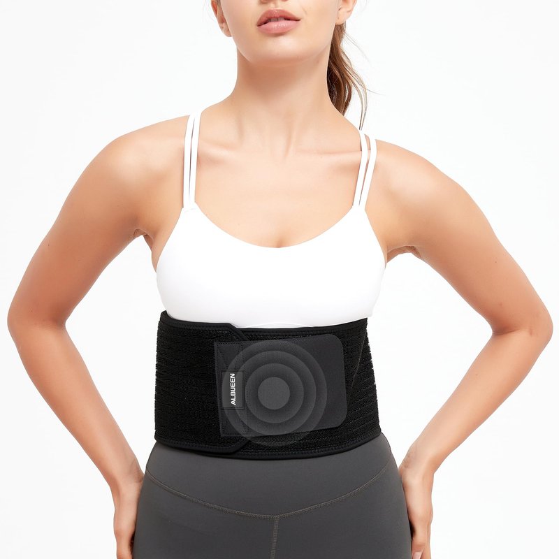 ALBUEEN Umbilical Hernia Belt for Men and Women(Black L-XL)