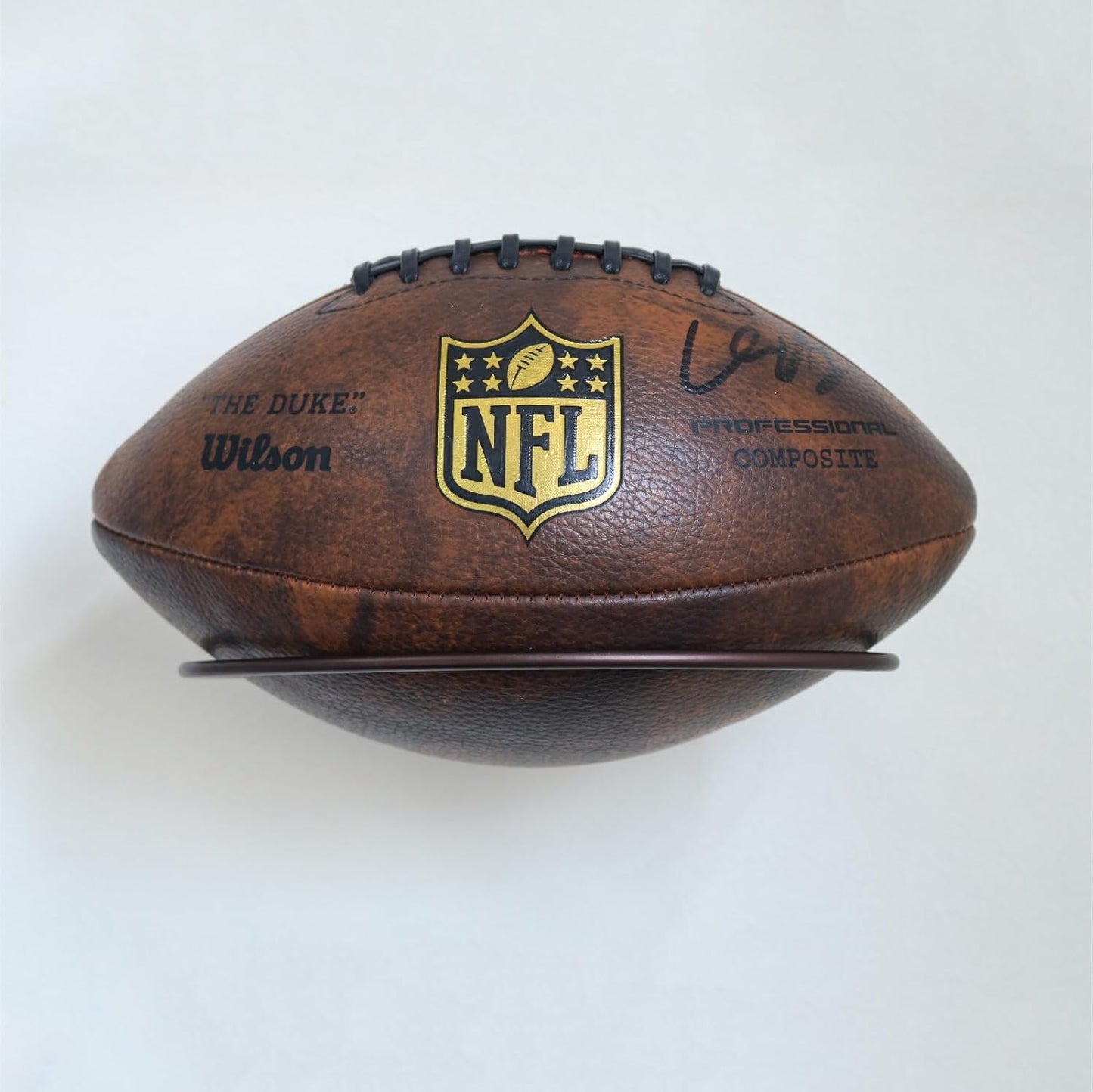Metal Football Display Stand by [Brand Name] - Wall Mounted Storage Rack for Sports Decor | Bronze Finish