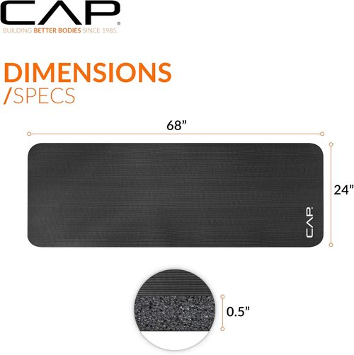 CAP Barbell Yoga Mat - 1/2-Inch High Density with Strap | Multiple Color Options Available