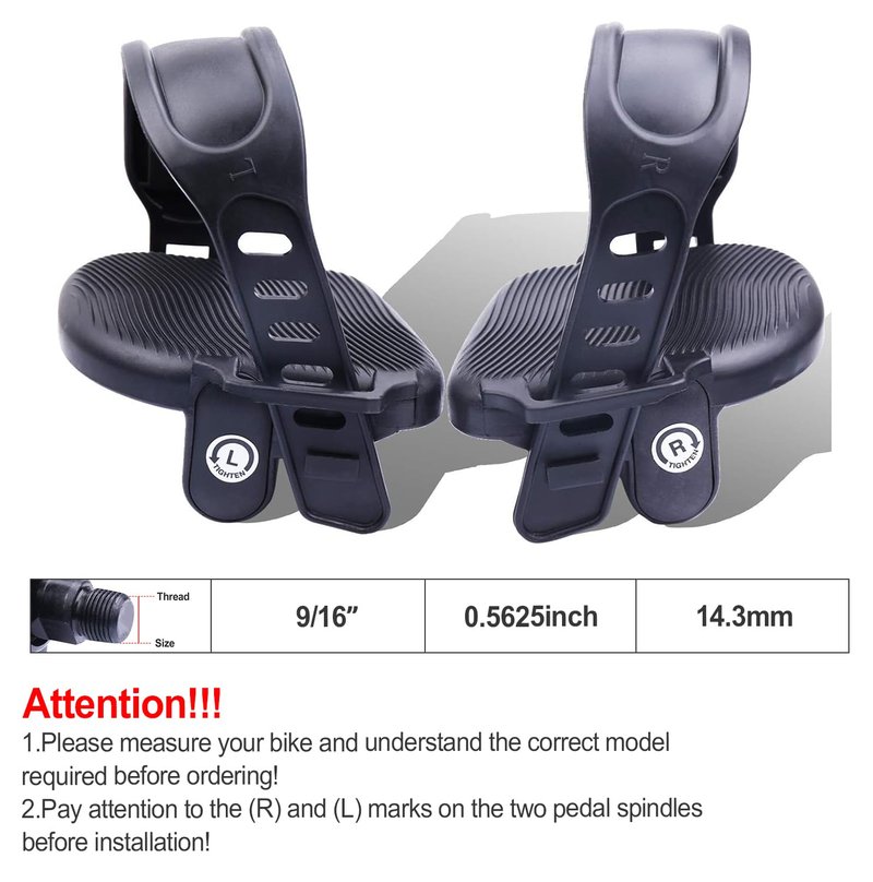 Stationary Bike Pedals - 1 Pair 9/16" Recumbent Exercise Bike Pedals wih 2pcs Strips Widened, Fits Sunlite Flat Form Exerciser Equipment & Spinning Exercise Bike Bicycle Home & Gym (NEW-9/16)