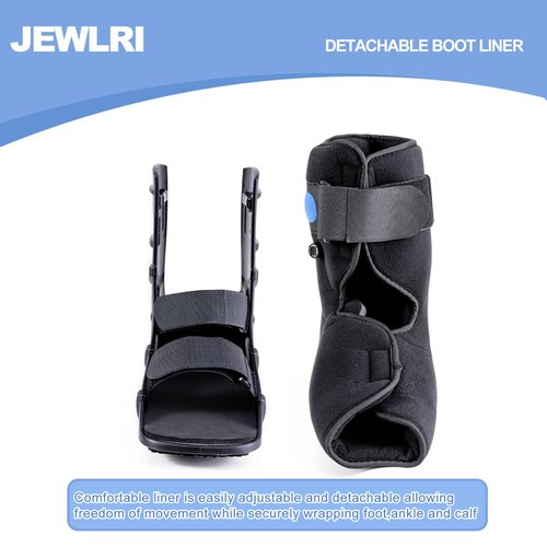 Jewlri Walking Boot, Short Air Walker Fracture Boot Support for Broken Foot Sprained Ankle Fracture Recovery fits Left or Right Foot Black Medium