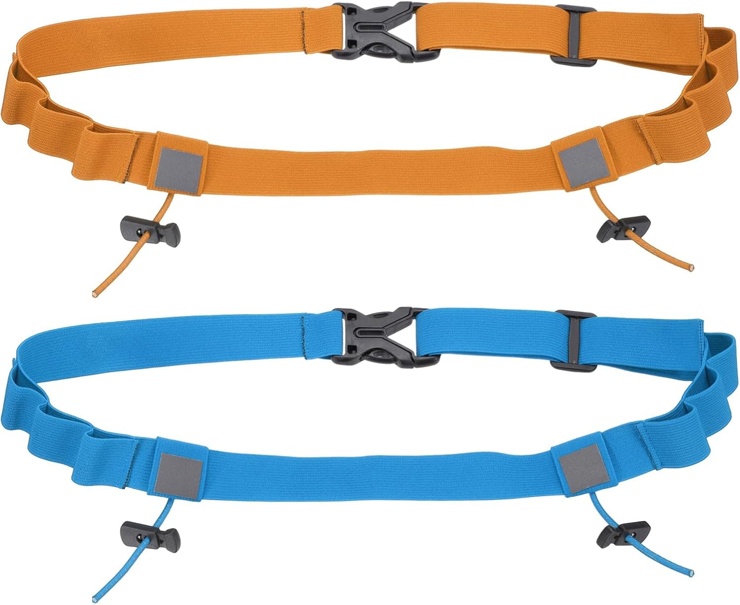 Skiennix Race Belt | Comfortable Triathlon Number Holder with 6 Gel Loops | 2-Pack in Orange/Sky Blue