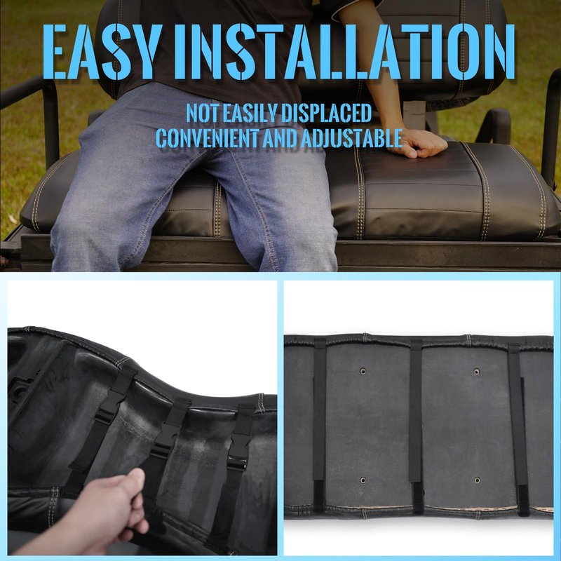 SHUNCHENXIANG 4PCS Golf Cart Seat Covers Kit fits Club Car Precedent 2004+, Black Stitching Breathable Washable Dettachable & Easy to Clean