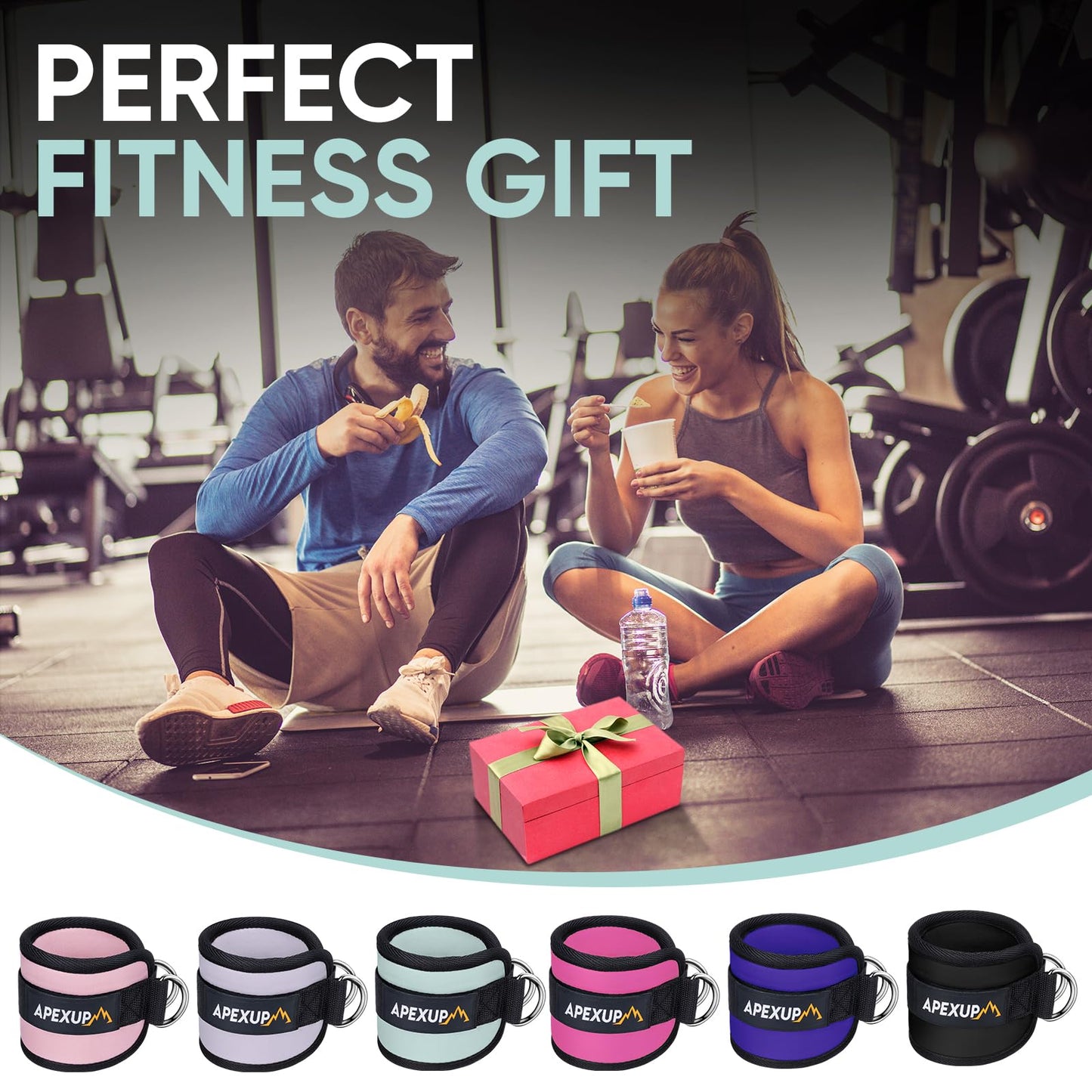 APEXUP Ankle Strap for Cable Machine, Ankle Resistance Bands, Cable Kick Back Straps for Gym, Glute Workouts, Leg Extensions, Adjustable Straps with Neoprene Padding (Pair, Pastel Blue)