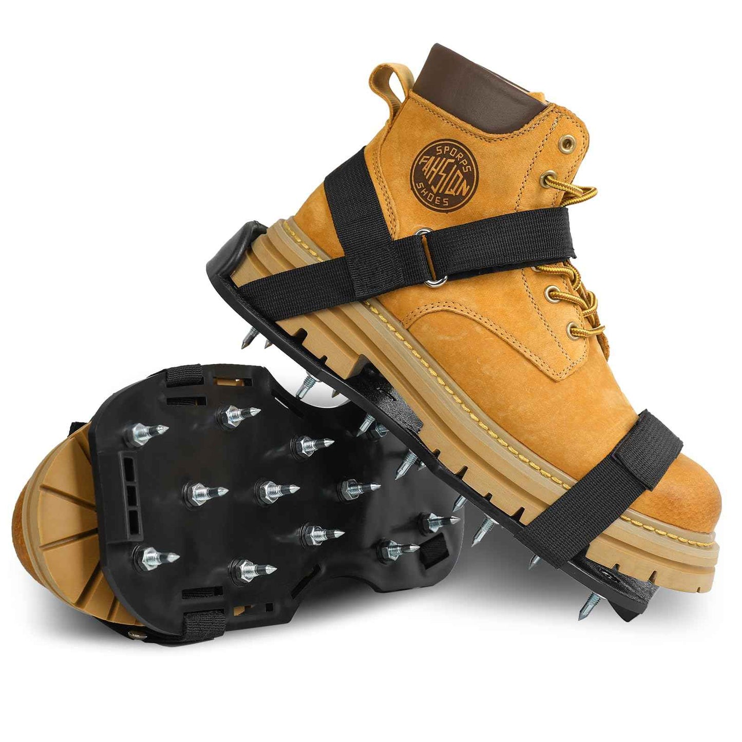 Satisure Epoxy Floor Spiked Shoes with 1" Short Spikes (Fully Assembled) - Non-Slip Adjustable Straps for Self-Leveling Floors, Garage Coating & Overlays, Cover Installation (Black, 1 Pair)