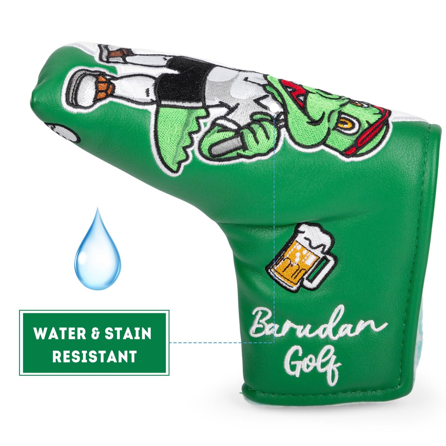 Putter Cover Headcover Magnetic Golf Putter Head Cover Green Shamrock Embroidery fits for Scotty Cameron Odyssey Taylormade Blade Putters