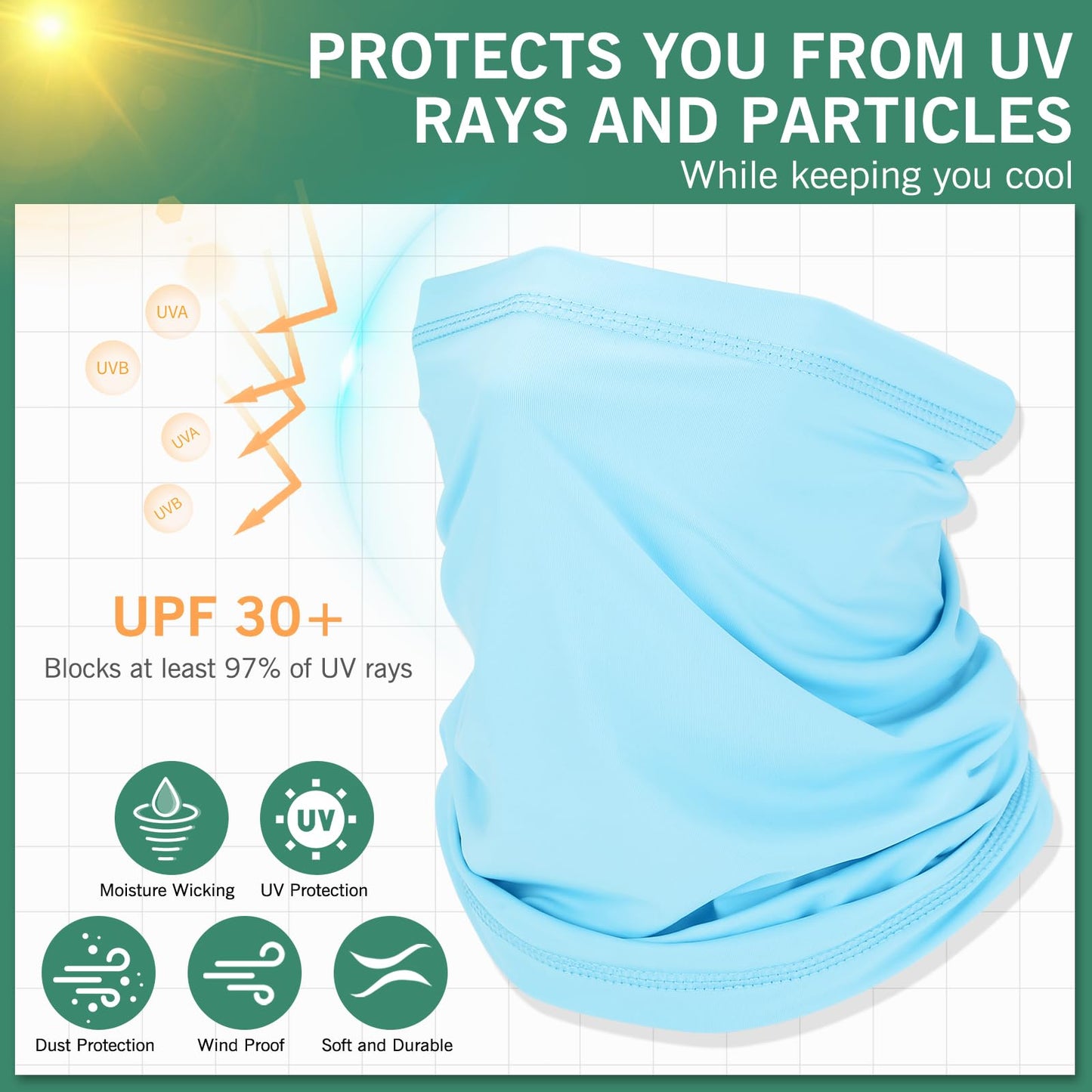 Cooling Neck Gaiter, Summer UV Face Mask Dust Balaclava, Neck Gator Bandana Face Cover for Sun Protection for Men Women Outdoor
