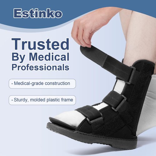 Estinko AFO Foot Drop Brace, Foot Drop Brace for Walking Drop Foot Brace Adjustable ALS, TBI, MS, Diabetes Stroke (Black, Medium)