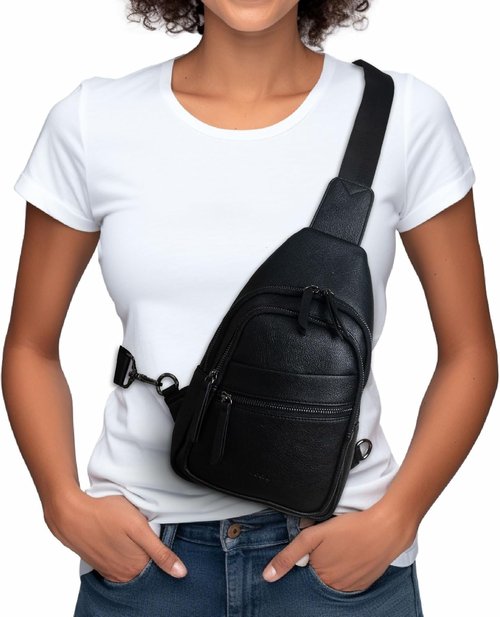 Alldaily Large Sling Bag - Fashionable Leather Crossbody Purse for Women | Trendy Black Travel Chest Bag