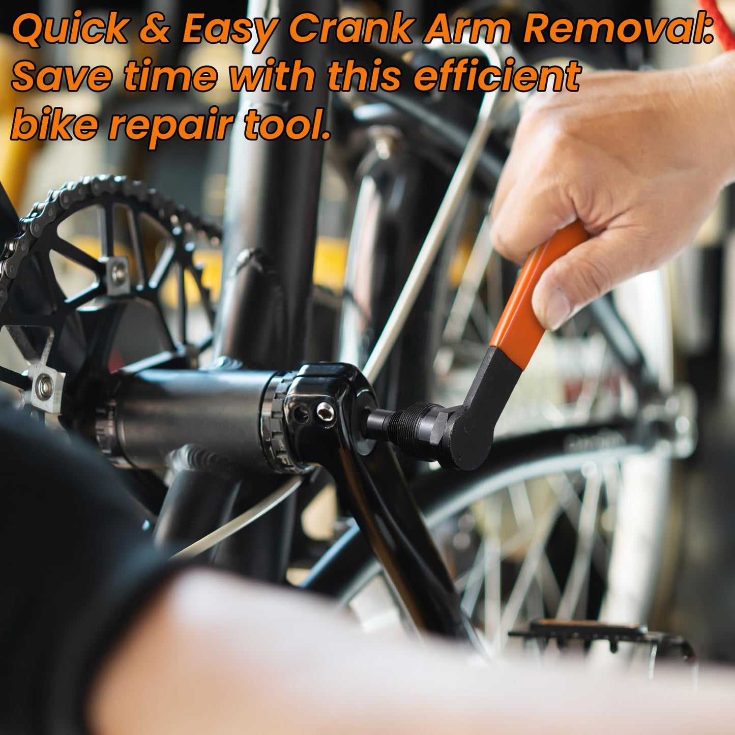 Lanties Crank Puller Compatible with Ccp-22, 22mm x 1 Threads Steel Bike Repair Tool with Long Handle and Rubber Grip, Bicycle Crank Arm Removal Tool for MTB Road Bike Repair