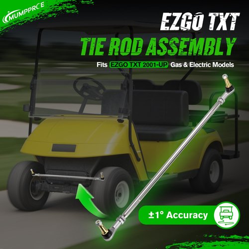 Golf Cart Tie Rod Assembly Fits EZGO Gas & Electric Golf Carts Years 2001-Up, EZGO TXT Tie Rod and End (Left and Right) Durable Aluminum Alloy, OEM# 70876-G02 70902-G01 70902-G02 01069-G01 01069-G02