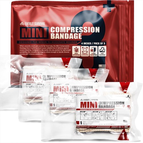 EVERLIT Mini 4 x 6 Inch Emergency Bandage Compression Trauma Pressure Wound Dressing Sterile Vacuum-Sealed for Bleeding Control, Gun Shot, Medical Kit, First Aid IFAK (3)