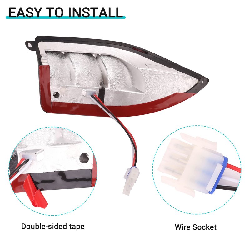 10L0L Golf Cart Tail Lights for Club Car Precedent 2004-Up and Tempo 2018-Up Models - Replacement Taillight Driver and Passenger Rear Lights 12V with 3 Pin Molex Quick Connector Wired