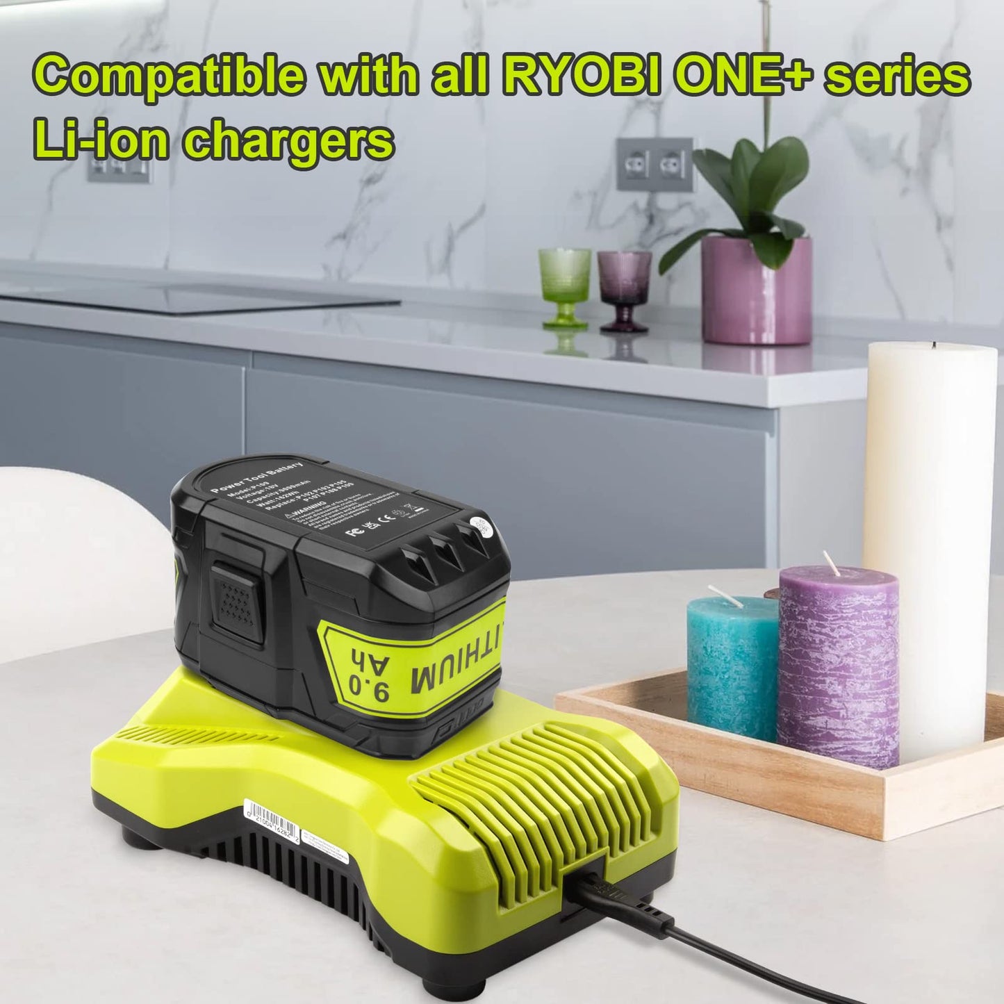 Futurebatt 2Pack High Capacity 9.0Ah Replacement Battery P109 for Ryobi ONE+ P102 P103 P104 P105 P107 P108 P109 P122 18 Volt Tools Battery