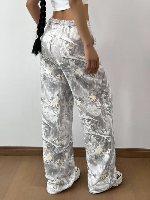 MakeMeChic Girl's Camo Sweatpants Elastic Waist Wide Leg Baggy Pants Multicolor 12 Years