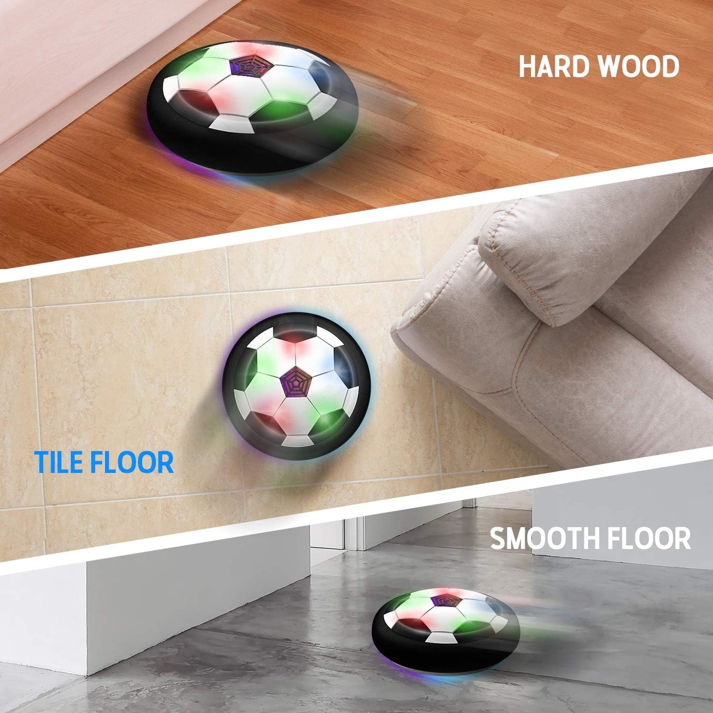 Toyk Boy Toys - LED Hover Soccer Ball - Air-Powered Indoor/Outdoor Football Game for Kids Ages 3-12