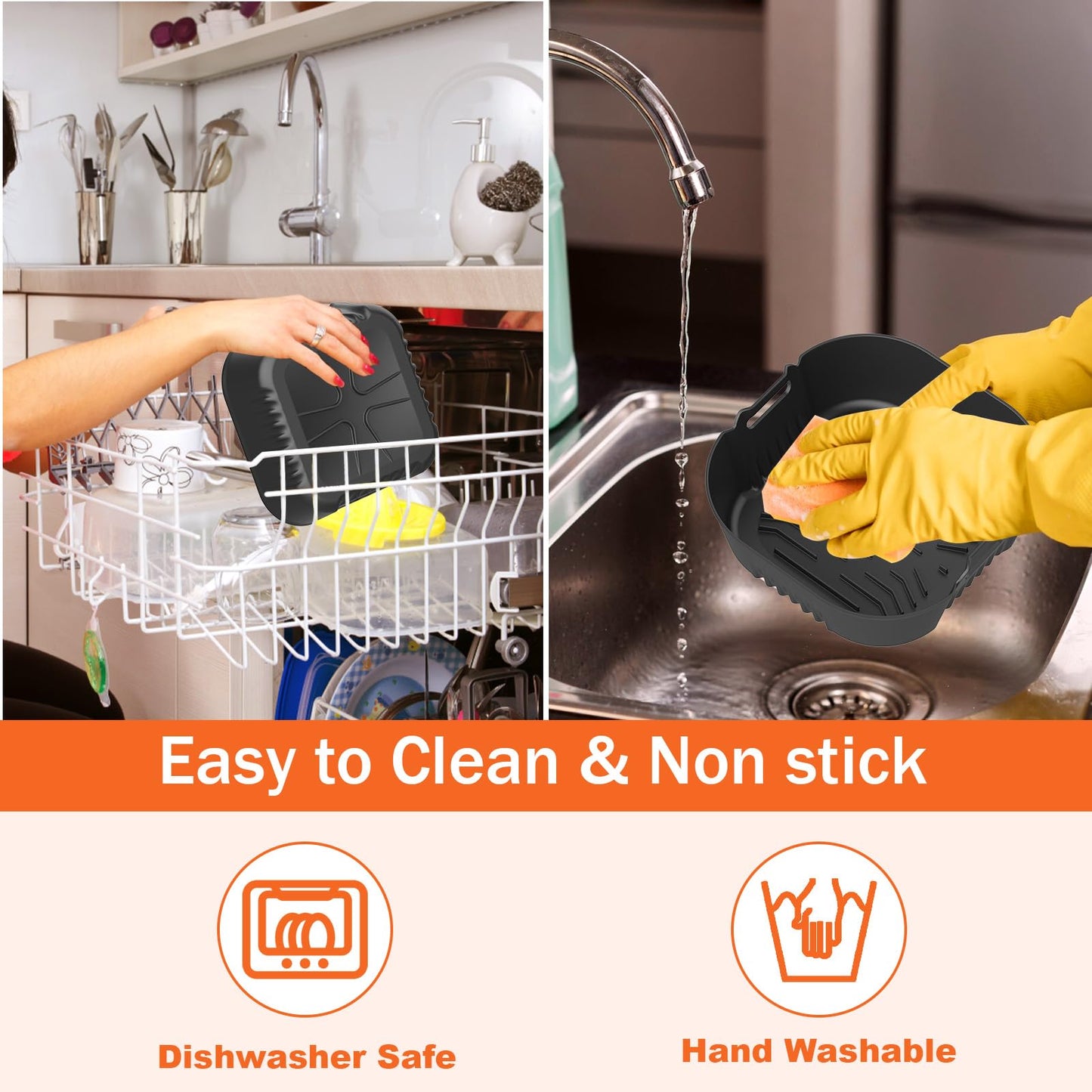 Palksky Silicone Air Fryer Liners for Ninja Crispi 4-In-1 Portable Glass Air Fryer Cooking System, 2Pcs Glass Airfryer Containers Accessories, Large for 4-Qt & Small for 6-Cups Container,Non-Stick