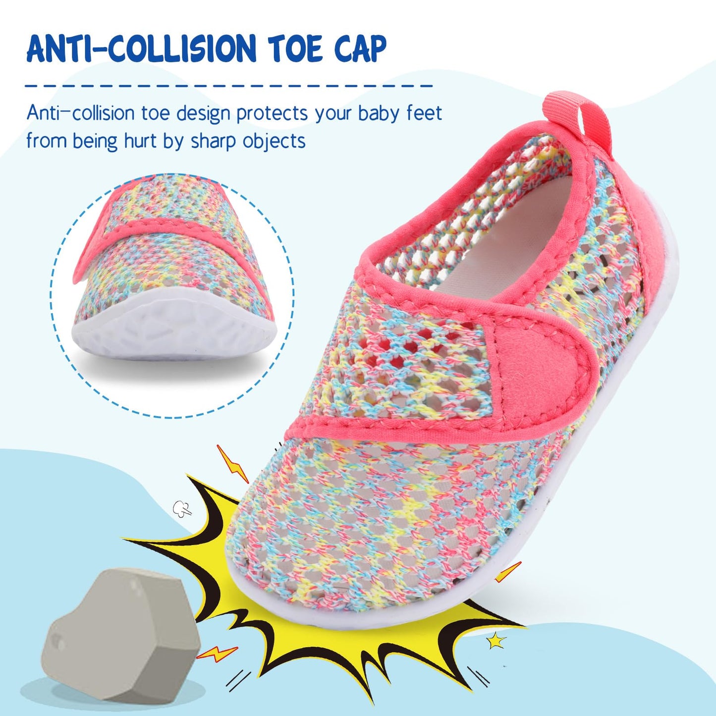 LeIsfIt Toddler Water Shoes Boys Girls Barefoot Aqua Socks Kids Breathable Quick-Dry Swim Shoes for Beach Pool Surf, Colorful, 6 Toddler