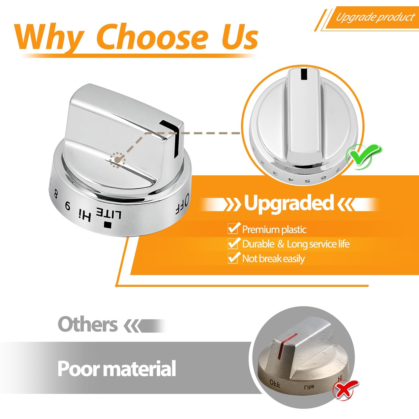 Atgestore 222D5786P010 WB03X24818 Gas Stove Knob Replacement for GE Stove Parts KIP 5G92 222D5793 Cooktop - General Electric Range Plastic Burner Control Knob for Oven 1 Pcs