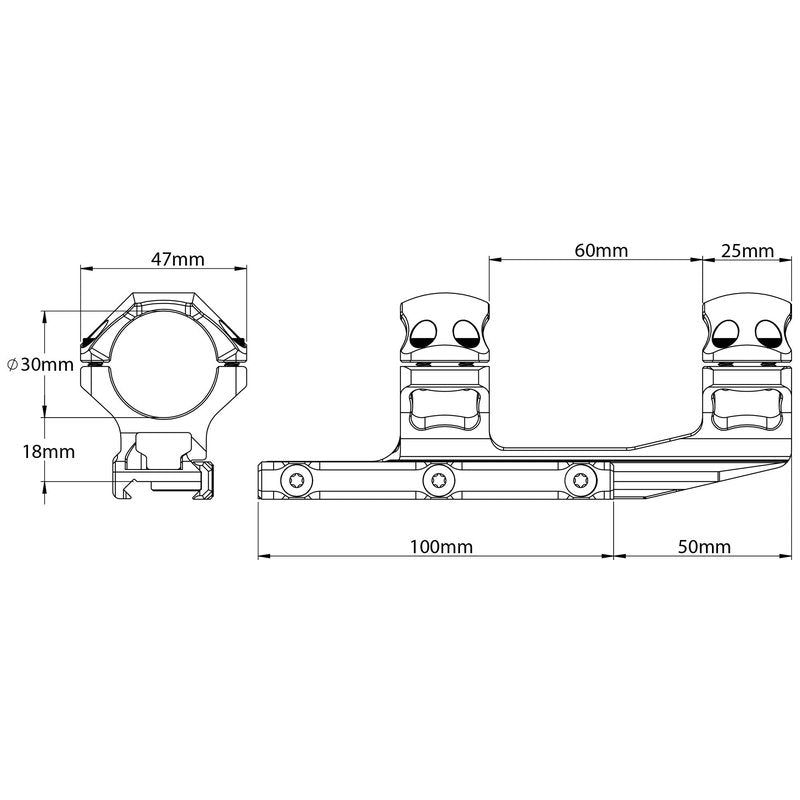 UTG ACCU-SYNC™ 30mm Medium Pro. 50mm Offset Pic. Rings, Red