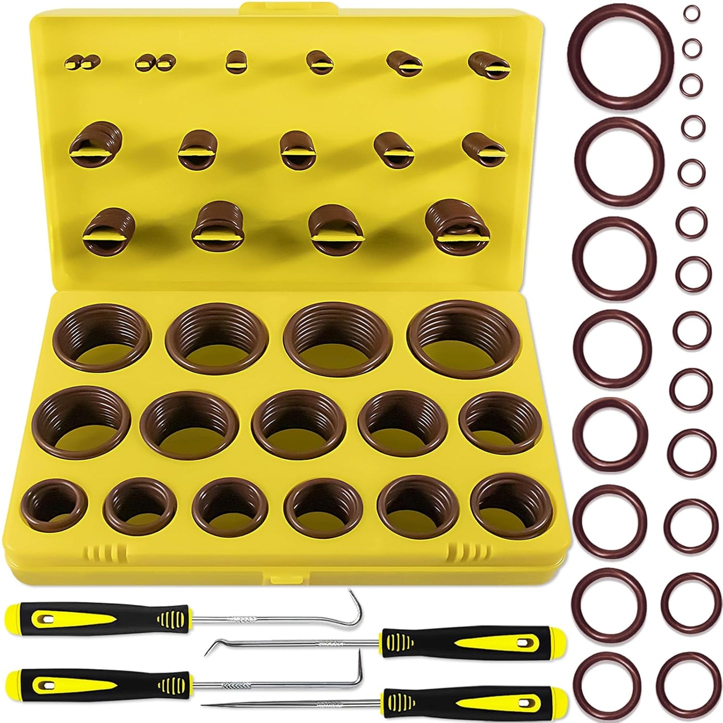 Viton O-Ring Assortment Kit by [Brand Name] - 386 PCS in 30 Sizes for Automotive & Plumbing Repairs | 75A Durometer
