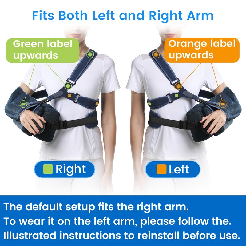 Velpeau Shoulder Abduction Sling with Two Removable Pillows, Shoulder Immobilizer Strap for Sleeping, Rotator Cuff Surgery, Medical Sling for Women & Men, Fits Left & Right Arm (M, Bust 32"-41″)