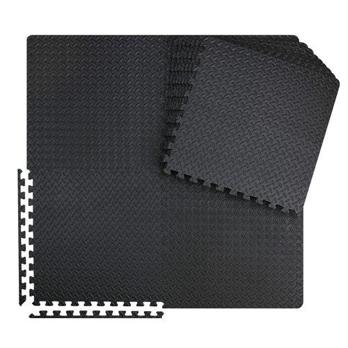 innhom Gym Flooring Gym Mats Exercise Mat for Floor Workout Mat Foam Floor Tiles for Home Gym Equipment Garage, 12 Black