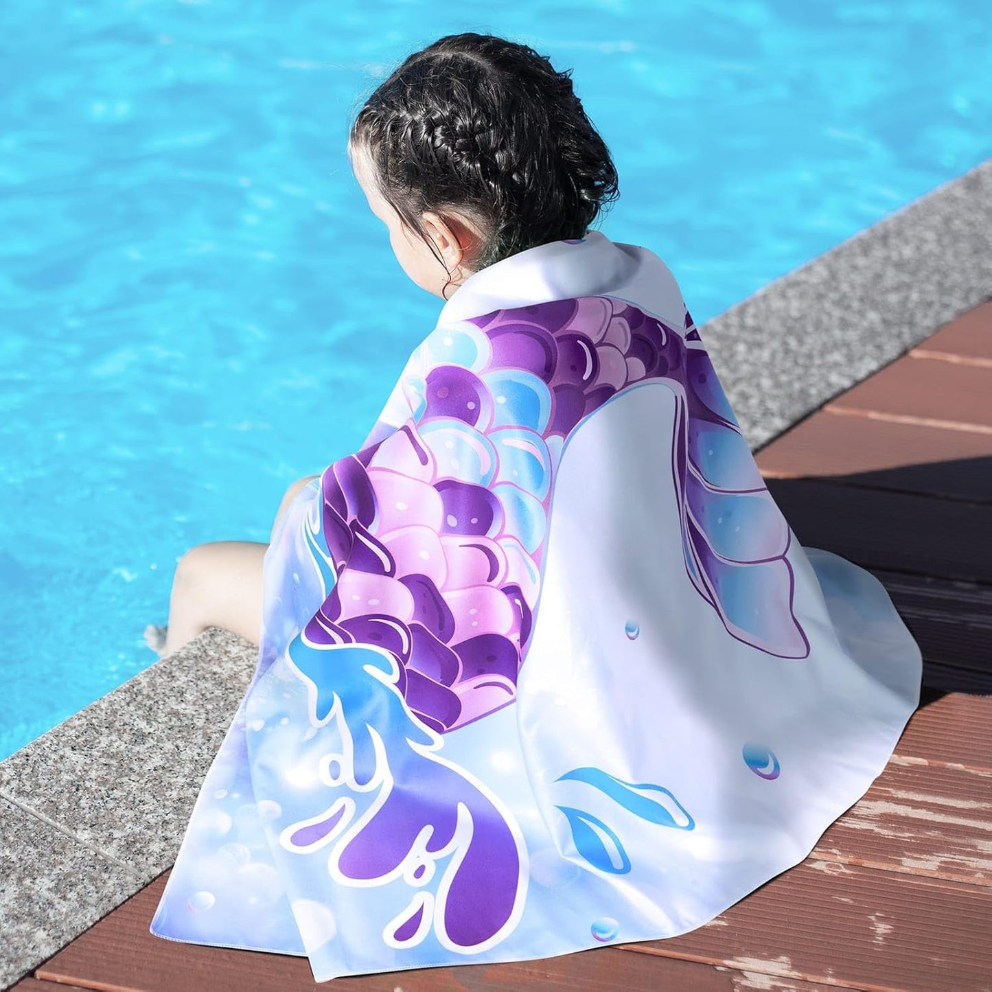 WERNNSAI Mermaid Kids Beach Towel - Double-Sided, Quick Dry, Ultra Absorbent | 30” x 60” Super Soft Swim Towel