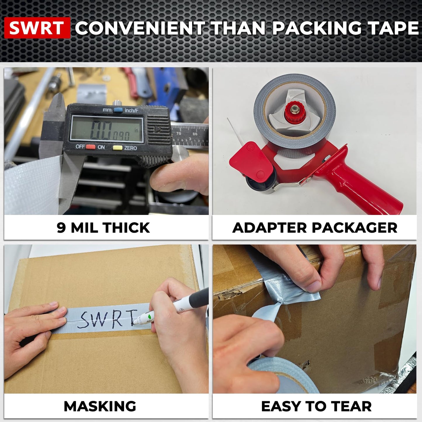 SWRT 9 Mil 5-Pack Silver Heavy Duty Duct Tape Strong Adhesive, 2 in x 30 YD (Total 150YD) Duct Heavy Duty Waterproof All Weather Gray Duct Tape No Residue Sealing & Patching for Indoor&Outdoor Repair