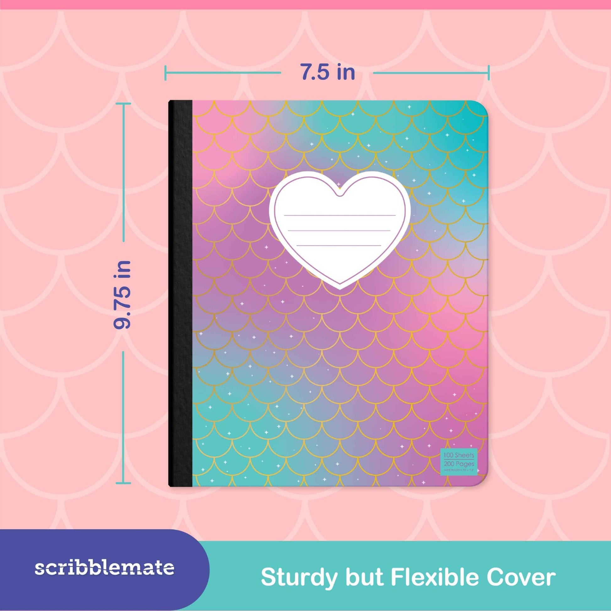 ScribbleMate Cute Composition Notebook Wide Ruled, Composition Notebpooks for Kids, Wide Ruled Composition Notebook for Boys and Girls. 100 Sheets 200 Pages 9.75” x 7.5” (12 Pack)
