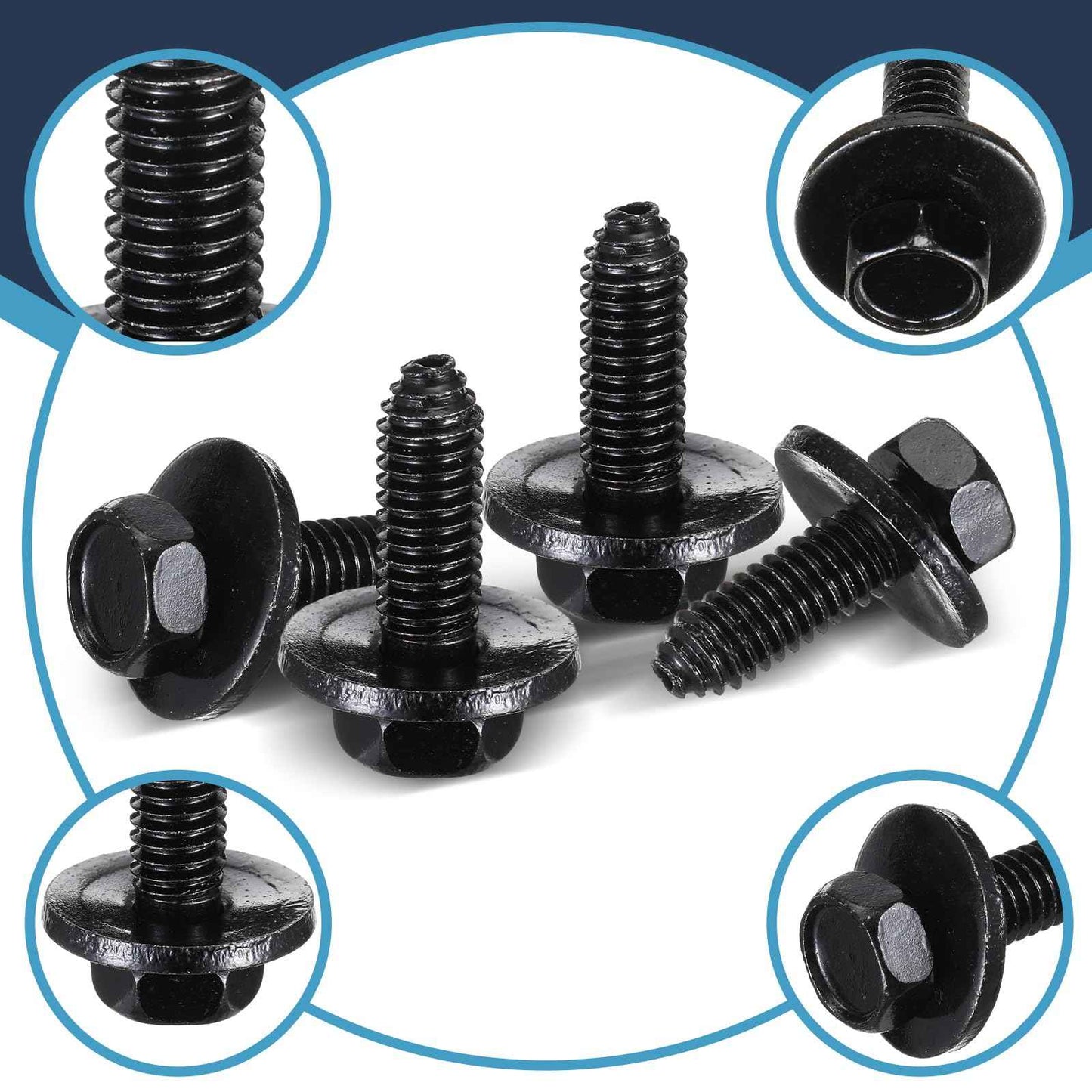 Yaocom 50 Pcs 5/16"-18 x 7/8" Indented Hex Head Body Bolts, Metal Fasteners Automotive Body Screws for Trucks Fender Bolt for Car