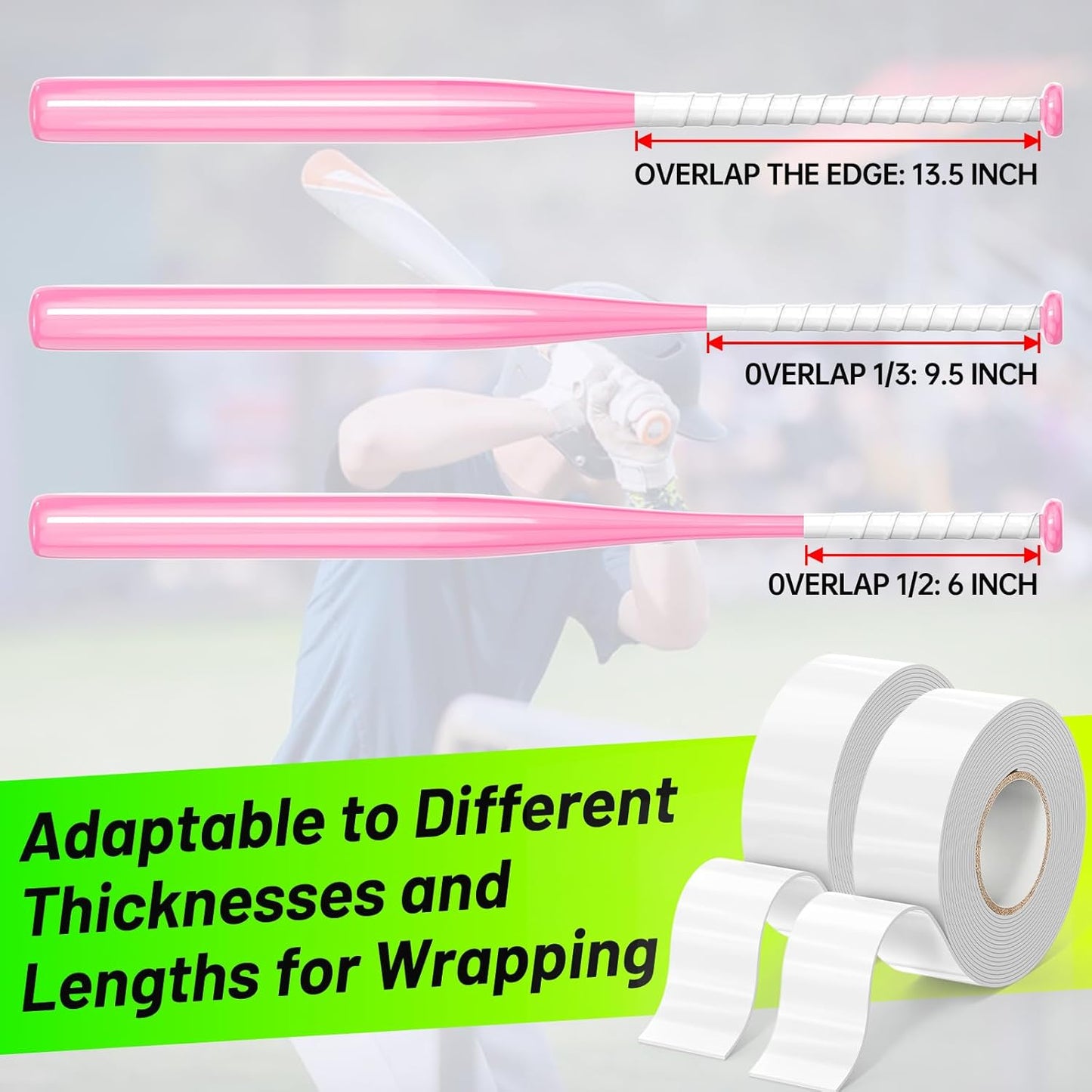 PHIXBEAR Baseball Bat Grip Tape - 1.1mm Enhanced Self-Fusing Silicone for Reliable Traction & Shock Absorption