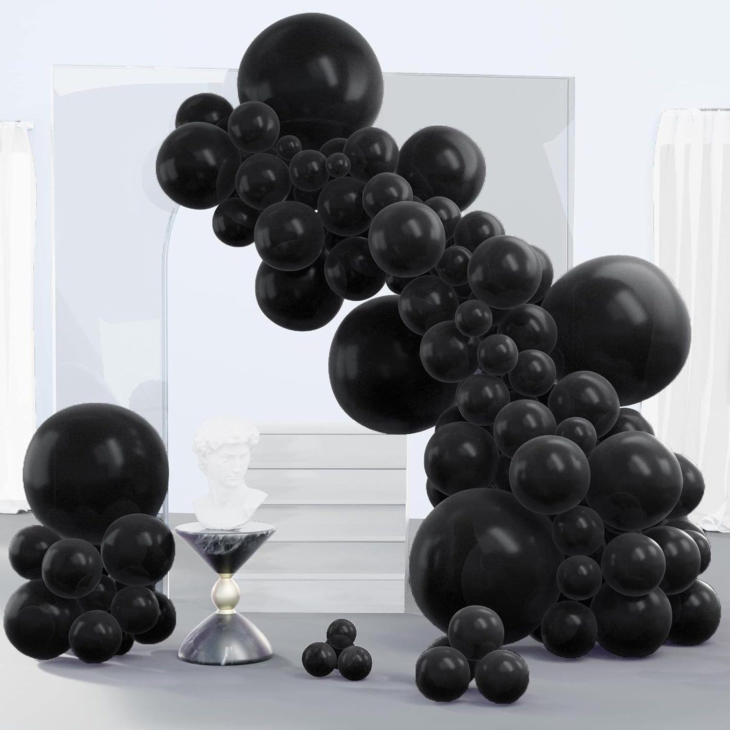 PartyWoo Black Balloons - 140-Piece Arch Kit with Various Sizes for Baby Showers, Birthdays & Anniversaries