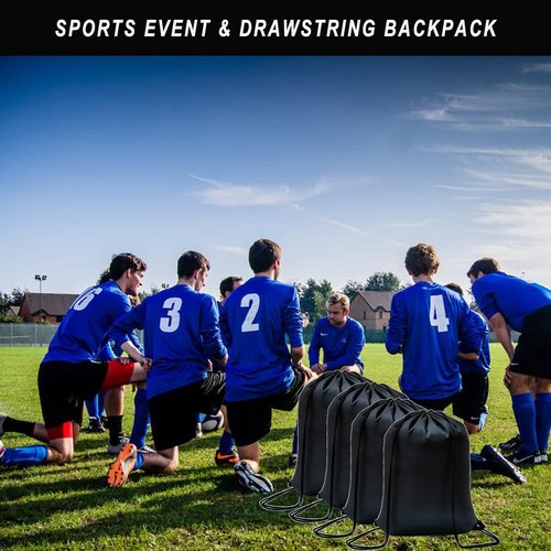 CAIHONG Drawstring Backpack - 100 Pack Cinch Sacks for Gym, Yoga, Sports | Black, Versatile & Durable