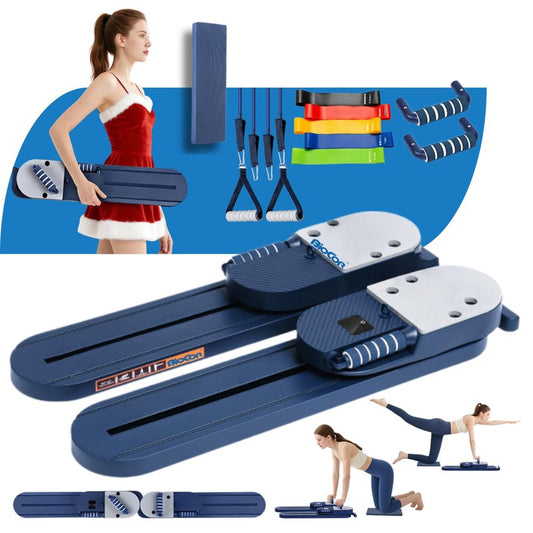 BIOCOR Pilates Reformer Board, 15-in-1 Mini Pilates Machine Set, Multifunctional & Foldable Core Exercise Ab Board, Portable Pilates Board for Home Office Workout Equipment