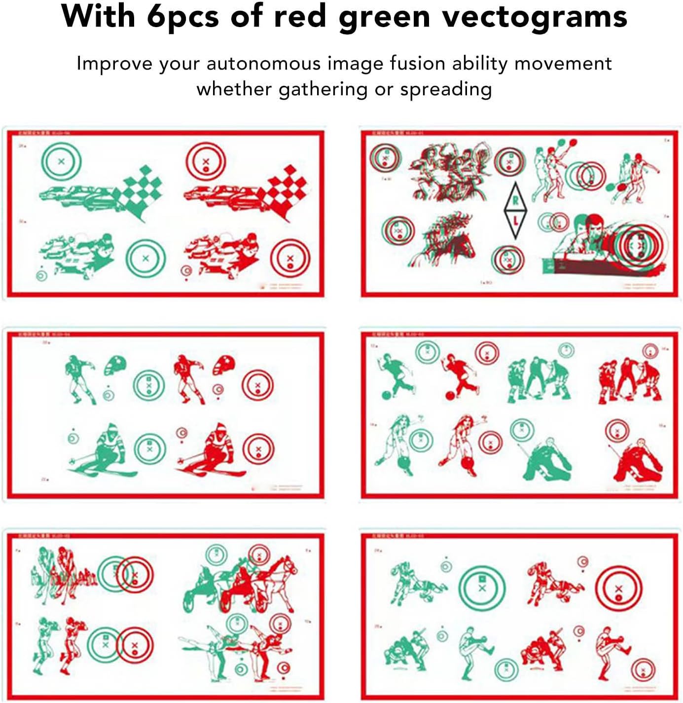 Regine Switzerland Vectograms for Eye Training - Improve Stereopsis & Convergence Insufficiency | Red & Green Design