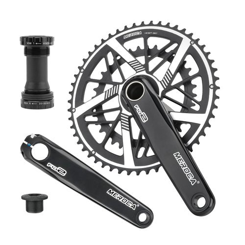 IKUOS Road Bike Crankset, 170mm Crankset, Direct-Mounted Crankset, 9/10/11/12S, 50-34T/52-36T/53-39T, Hollow One-piece Double Disc (52-36T)