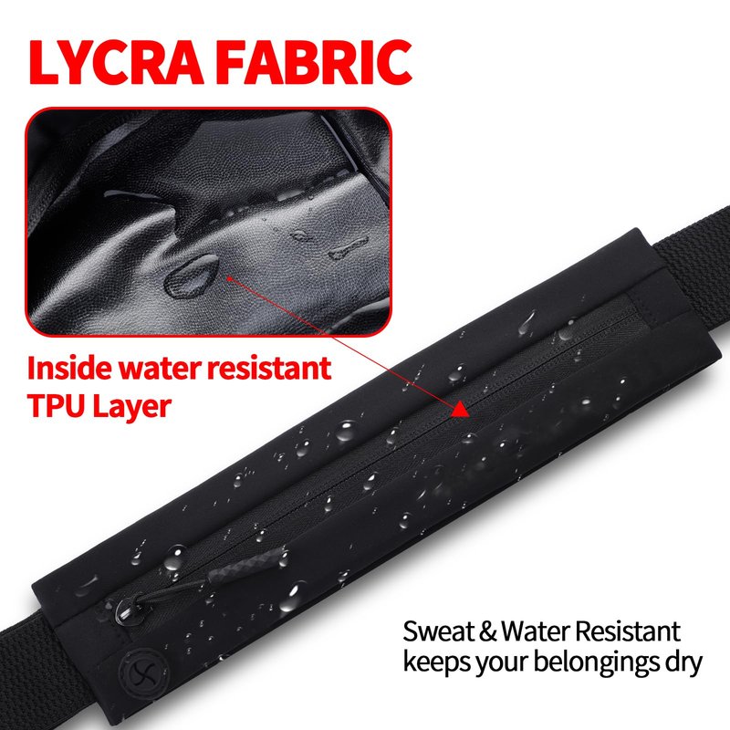 USHAKE Slim Running Belt for Women Men-Runners Phone Holder Fanny Pack, Adjustable, Bounce Free Waist Pouch bag for Workout, Money Belt, Run Gear Accessories Black Nude
